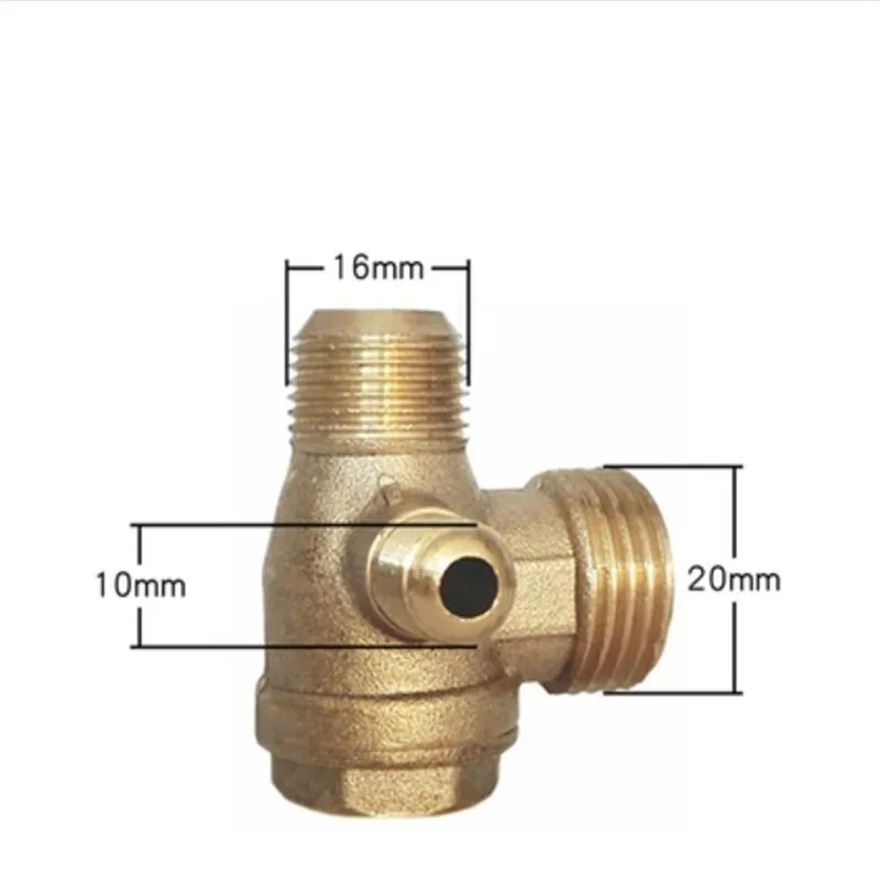 3 Way Brass Air Compressor Check Valve Gold ToneThreaded Check Valve Connector Tool 1pc - Image 2