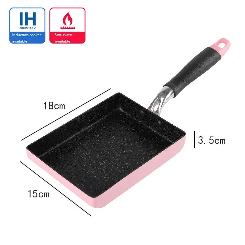 Japan Tamago-yaki Pan Quadratische Omelettpfanne Kobe Dickes Ei Yaki Frühstück Flache Antihaft-Omelettpfanne