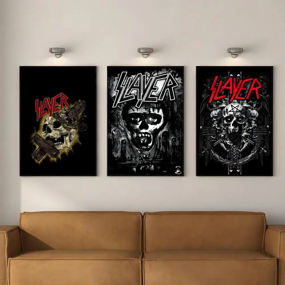Band S-Slayer Thrash Metal Poster PP Self Adhesive Decorative Poster Waterproof Waterproof for Apartment Bedroom