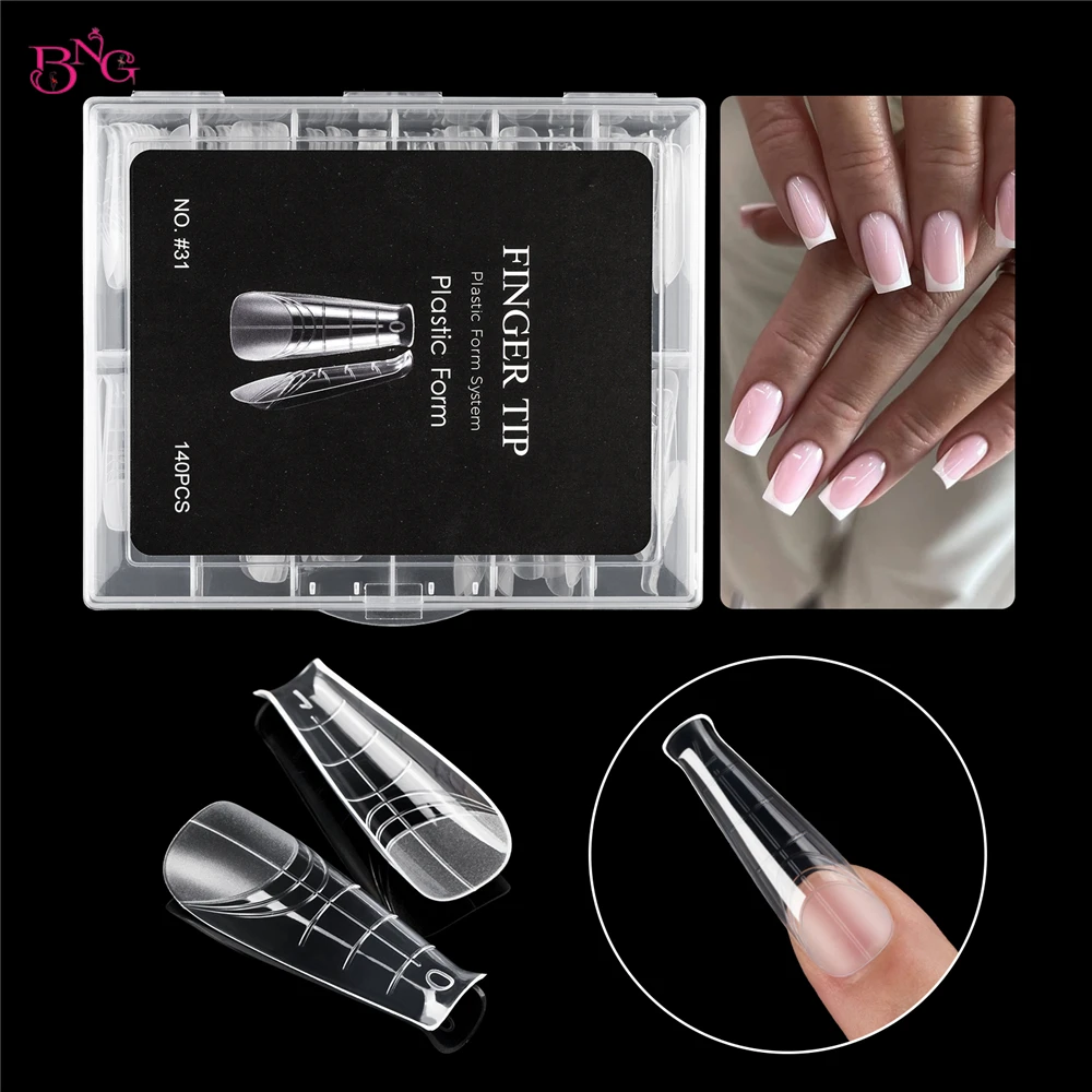 بنج 140 قطعة أشكال أظافر مزدوجة لجل تمديد البولي واضح بولي جيل للأظافر خنجر/بيضاوي/قوالب أظافر اللوز لصالون تصميم فن الأظافر