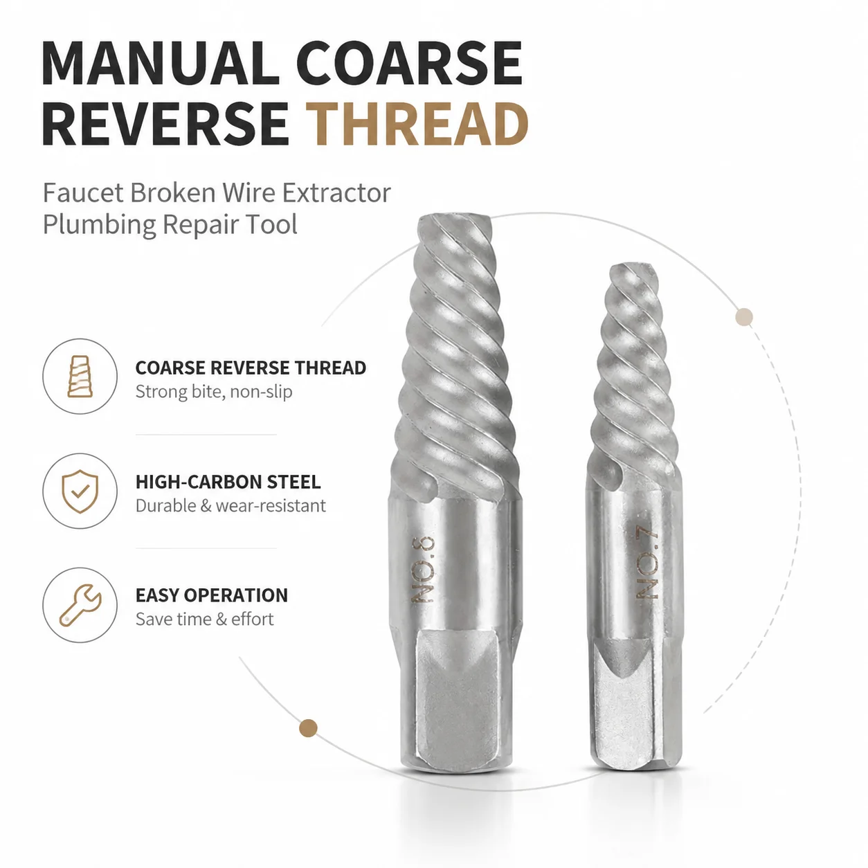Manual Coarse Reverse Thread Faucet Broken Wire Extractor, Water Pipe Damaged Screw Remover Plumbing Repair Tool