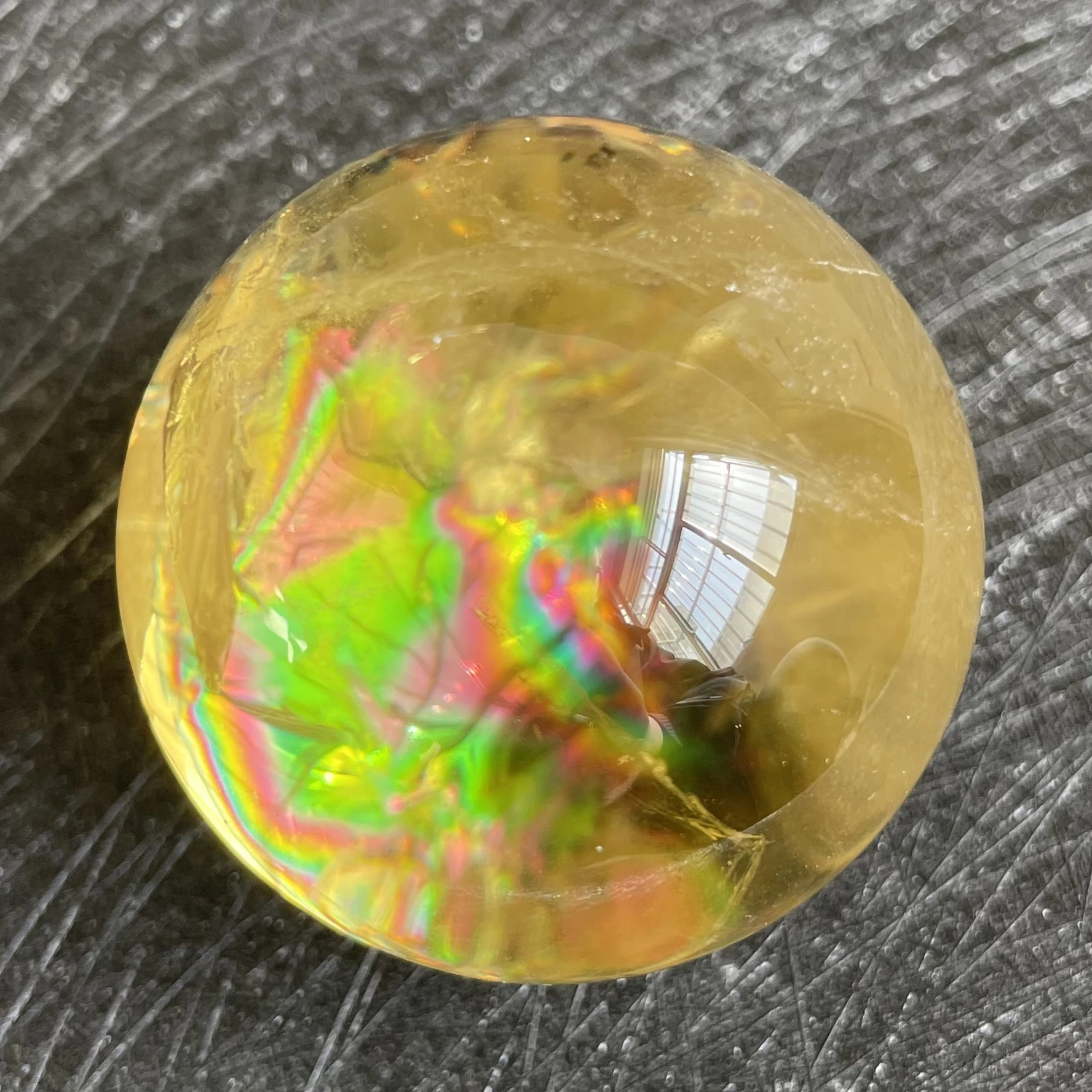 Sfera di cristallo di citrino di pietra naturale sfera di quarzo arcobaleno lucido guarigione Reiki di roccia