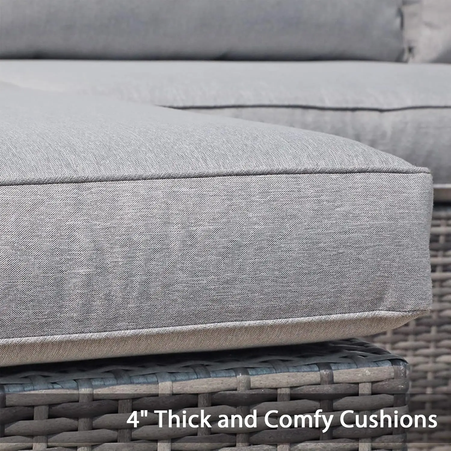 Outdoor Patio Móveis Set, PE Wicker Rattan, ao ar livre secional, Conversa Set com Almofadas e Mesa, Steel Frame, 5 pcs