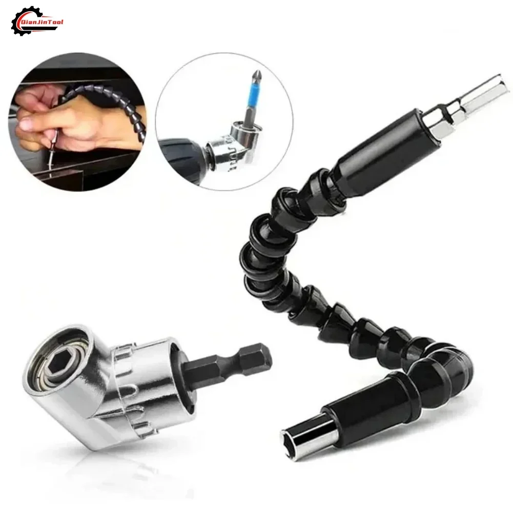105° Angle Drill Attachment Screwdriver Adapter Flexible Shaft Soft Extension Holder Screw Driver  1/4 Hex Bit Socket Chuck