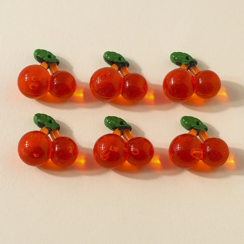 

20pcs 20x20mm Cute Resin Fruit Cherry Charms Pendants for Making Drop Earrings Necklaces Bracelet DIY Crafts Jewelry Accessories