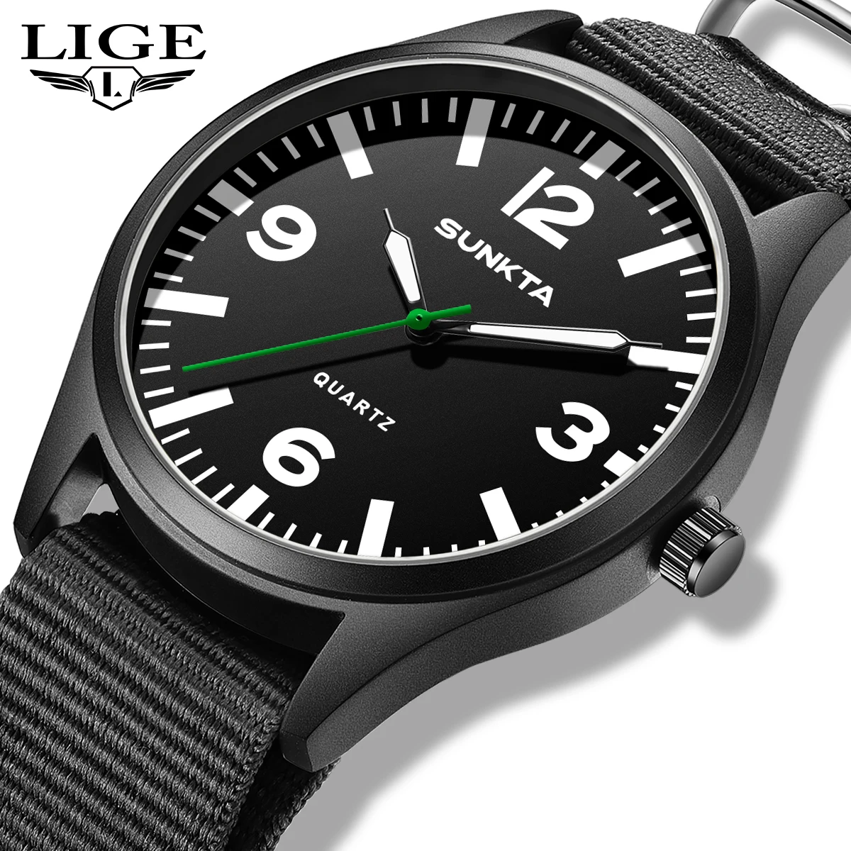 

SUNKTA простые мужские часы 2026 нейлоновый ремешок светящиеся кварцевые мужские спортивные часы роскошные модные мужские наручные часы reloj hommes + коробка