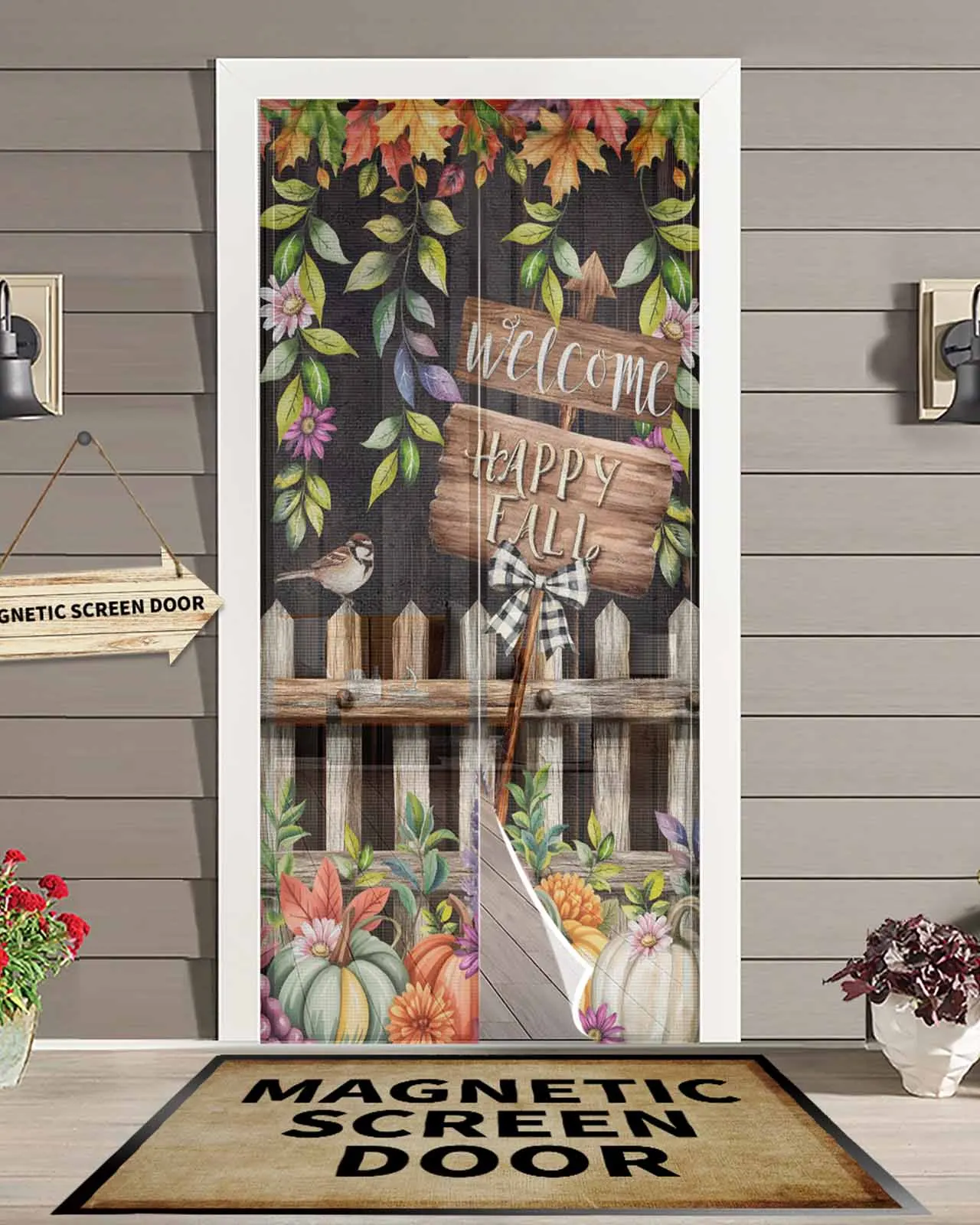

Pumpkin Fence Maple Leaf Fence Magnetic Door Curtain Living Room Bedroom Home Anti-mosquito Screen Door Curtain