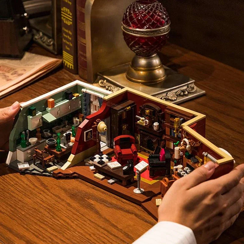 Filme moc sherlock holmes 221b apartamento blocos de construção vista rua salas exibição modelo tijolo quebra-cabeça montagem brinquedos para o presente do miúdo