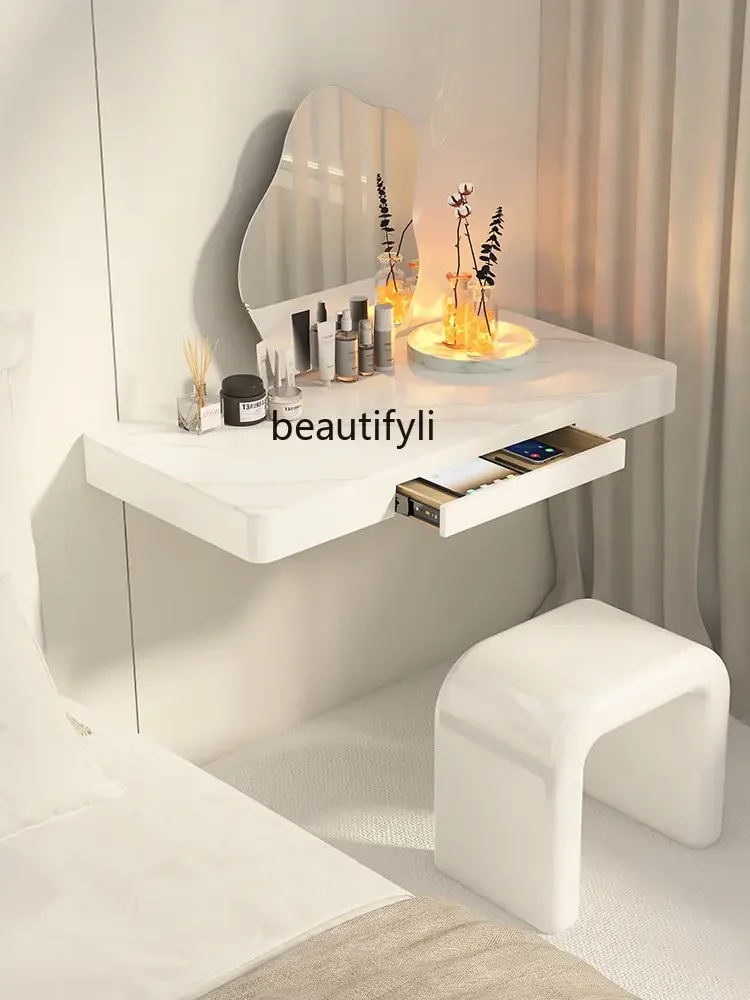 

xz1zq Hanging Dresser Modern Bedroom Corner Wall Hanging Makeup Table Stone Plate Cream Style Dresser