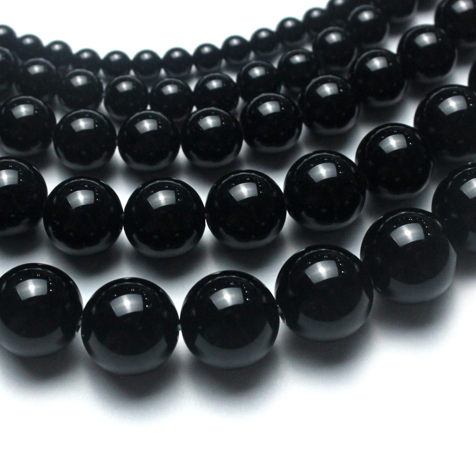 Real Black Onyx Agat DIY Handmade Natural Stone Beads For Jewelry Making Round Shape 4 /6/8/10/12/14mm Strand 15\'\'