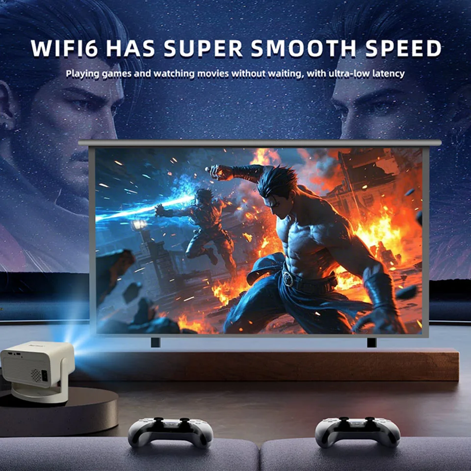 FXINRISE Projector Android 11 4K 1280*720P HT23 Dual Wifi 260ANSI 180°flexible BT5.3 Cinema Outdoor Portable Projetor HT23