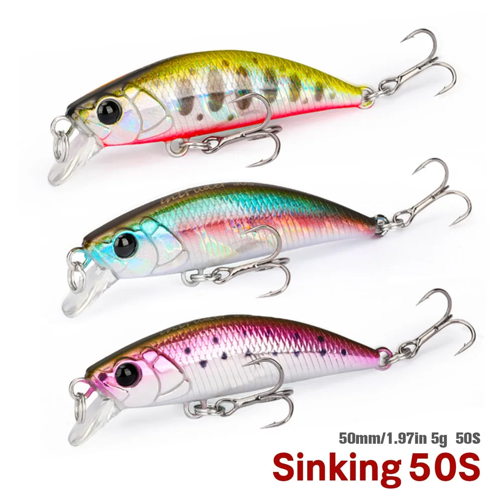 TSURINOYA  DW106 50S  5cm 5g Sinking Minnow Fishing Lure INTRUDER TROUT Artificial Jerkbait Hard Bait Pike Wobbler Crankbai