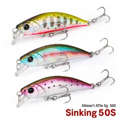 TSURINOYA DW106 50S 5cm 5g Sinking Minnow Fishing Lure INTRUDER TROUT Artificial Jerkbait Hard Bait Pike Wobbler Crankbai