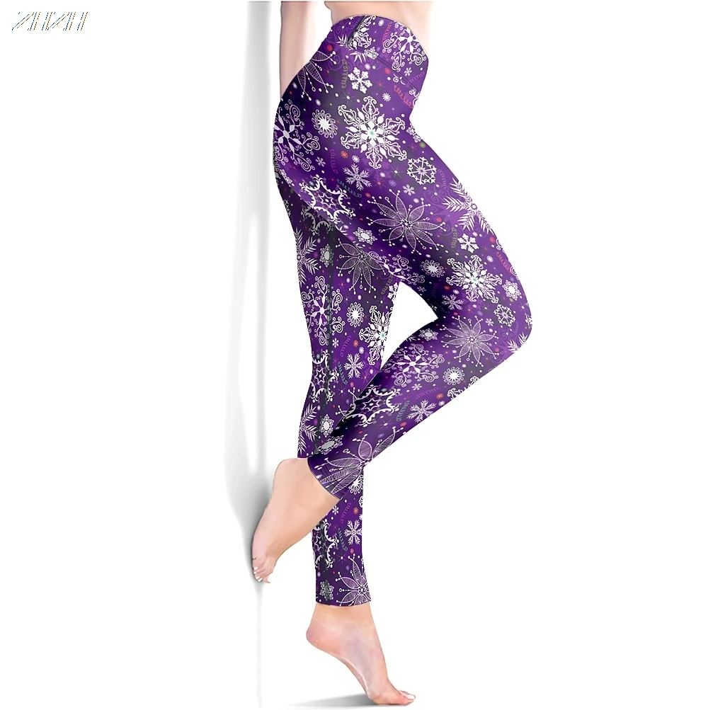 سراويل اليوغا النسائية للتحكم في الخصر العالي في صالة الألعاب الرياضية والجري واللياقة البدنية سراويل ضيقة مقصوصة لعيد الميلاد ملابس رياضية عالية المرونة #3