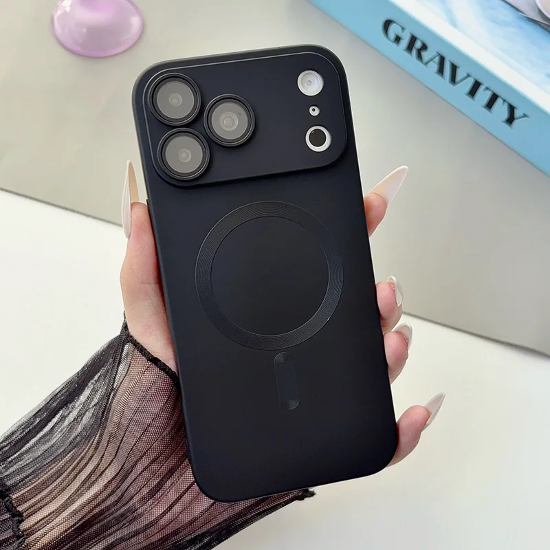 Solid color Matte Soft Magnetic Phone Case for iPhone 18 17 16 15 14 13Pro Max Full Lens Protection  Supports Wireless Charging