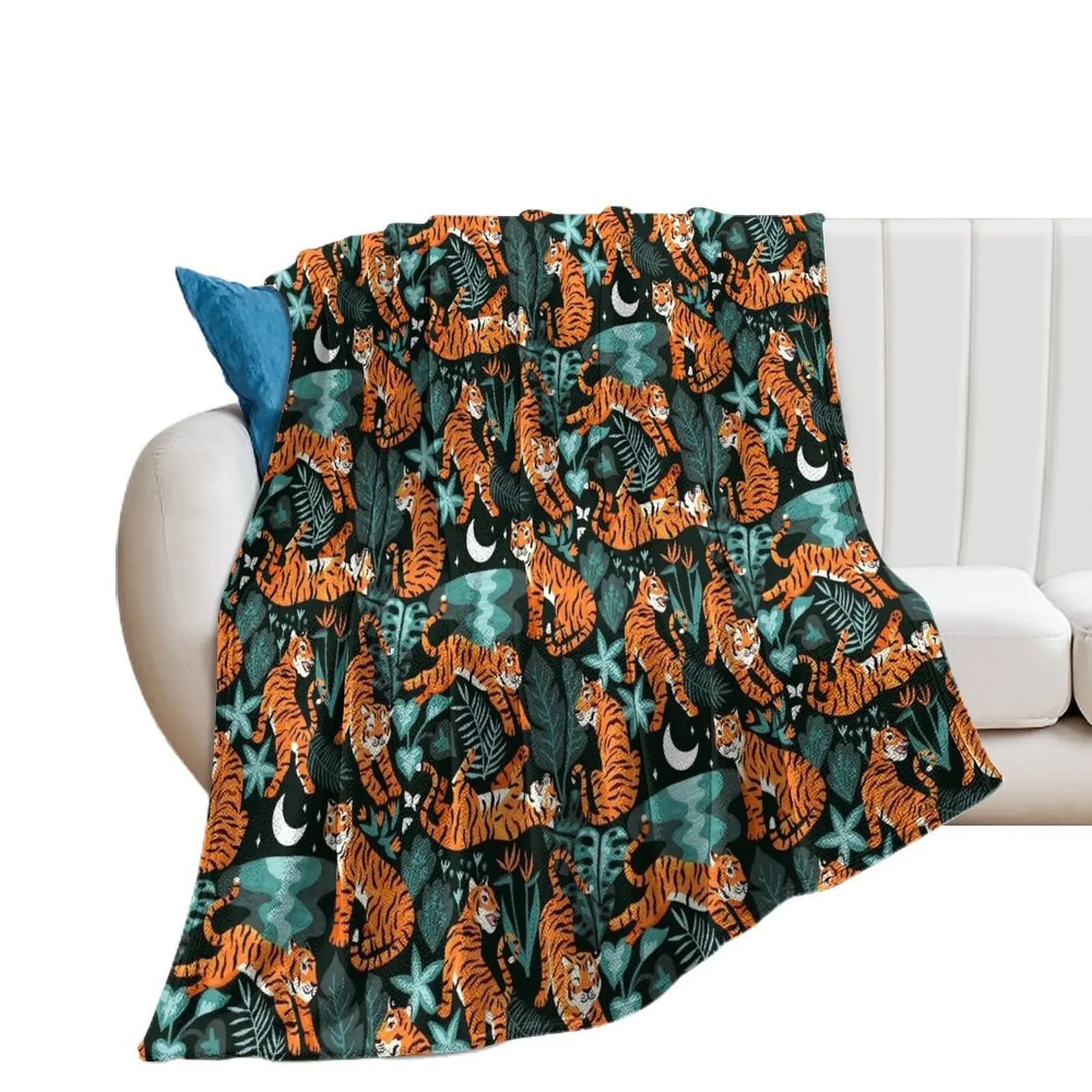 Year of the Water Tiger - Teal Jungle Throw Blanket anime Flannels Baby Blankets