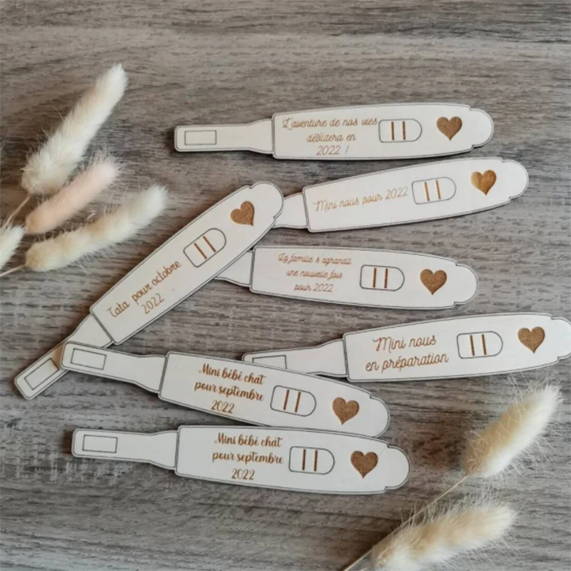 Personalized Wooden Pregnancy Test, Wood Cards,New Mom To Be, Wooden Pregnancy Test for Announcement To Grandparents,Baby Gift