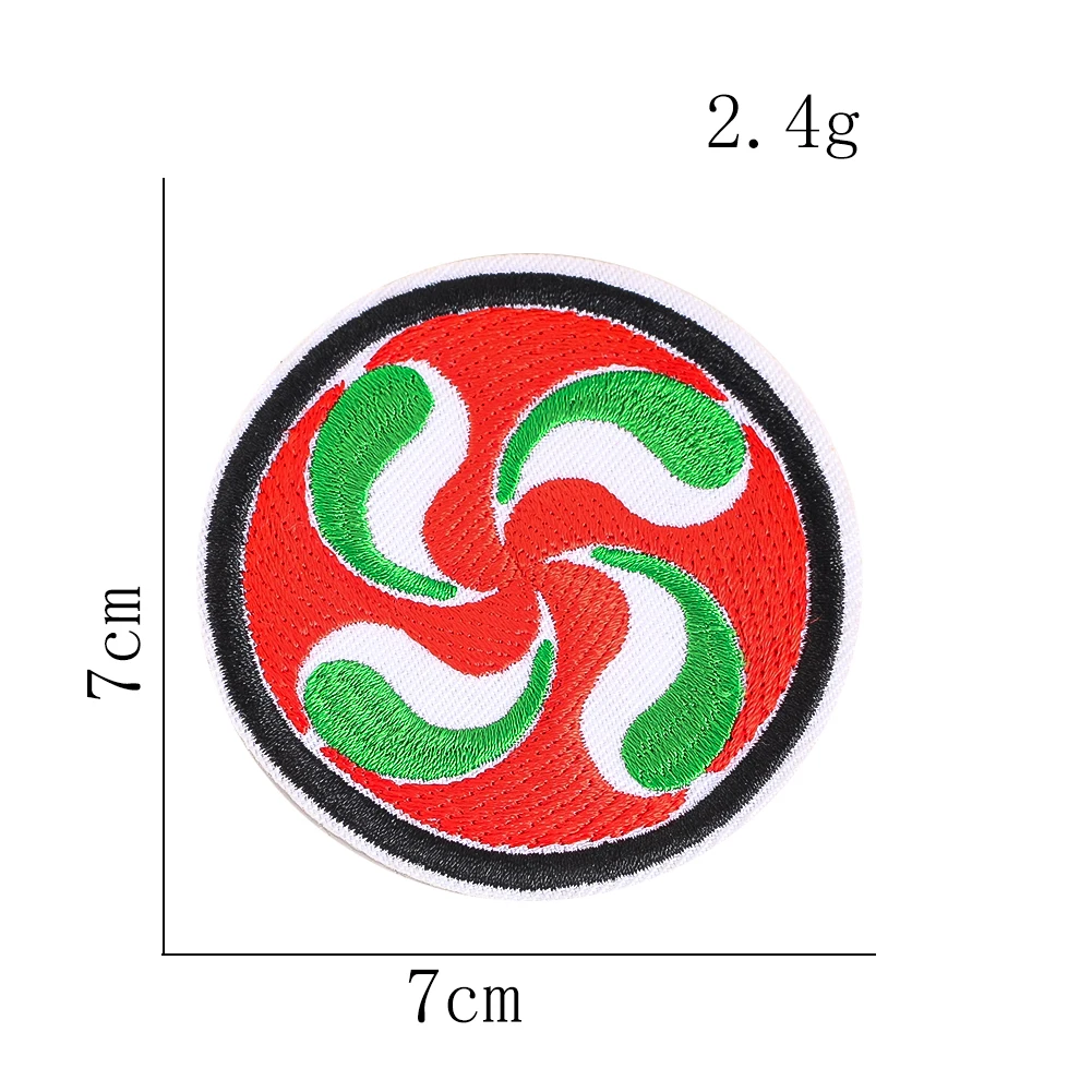 Lebhaft farbiger, rot-grüner, gewirbelter, bestickter Aufnäher zum Aufbügeln, 7 cm, runde Applikation für T-Shirts, Hoodies, Jeans, Taschen, Dekoration – Detail 7