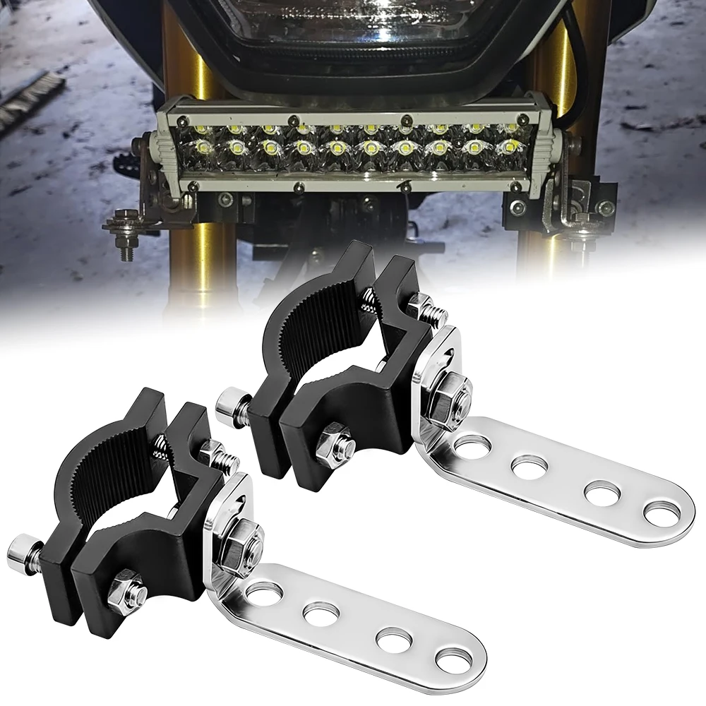 2PCS Motorcycle Head Light Foglamp Mount Bracket Aluminum Adjustable for 0.7-1.2'' Tube Bar Holder Clamp for Moto Cars UTV ATV