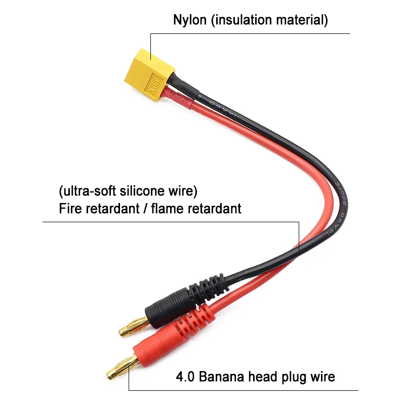 RC XT60XT90 EC3 EC5 do 4.0 wtyczka bananowa ładowanie 200mm 14AWG bateria Lipo kabel do ładowania wyważania XT90 dla śmigłowca