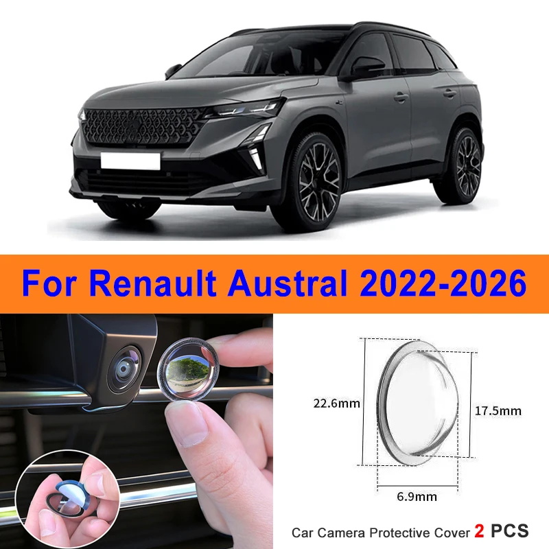 360 Reverse Image Car Camera Cover Anti-Scratch PC Lens Protector Stickers For Renault Austral 2022-2026 2Pcs
