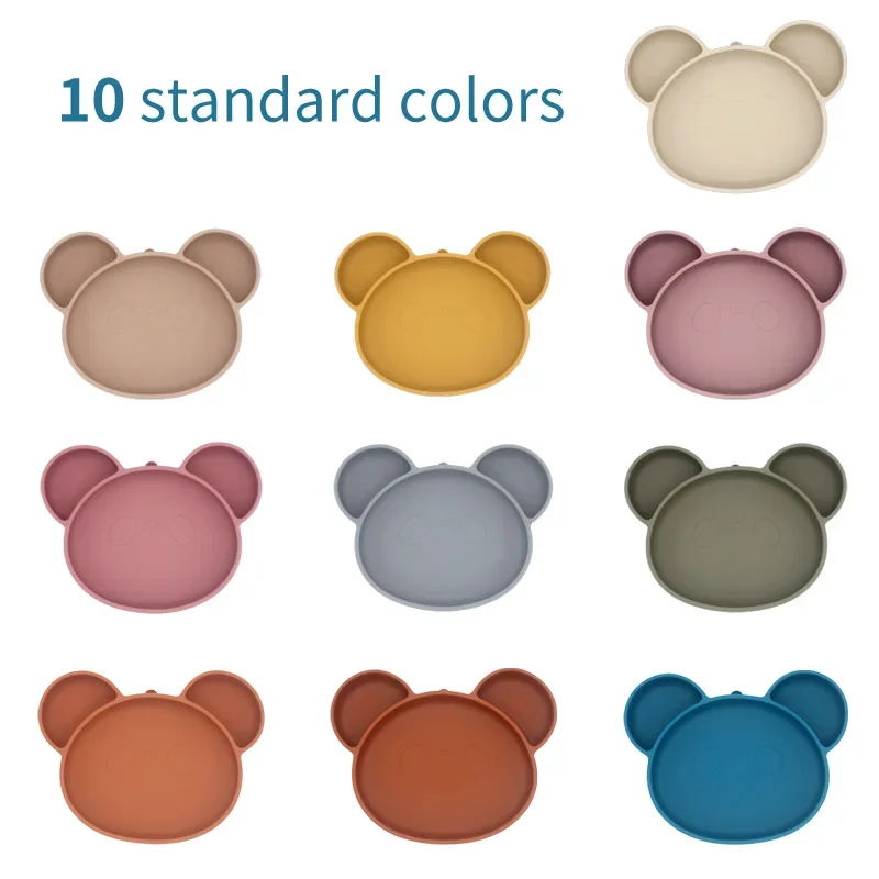 Baby Silicone Plate Bpa Free Toddler Training Tableware Panda Kids Dining Dishes Suction Insulation Children Compartment Plates