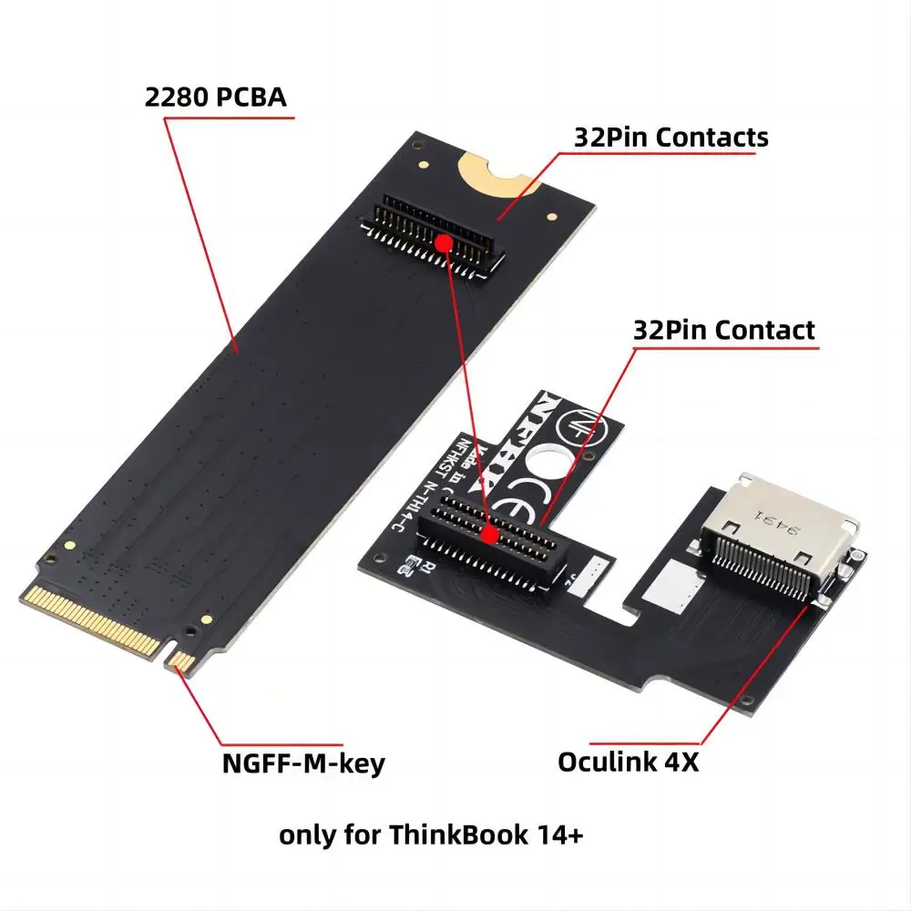 

PCI-E 3.0 NVME M.2 M-key to Oculink SFF-8611 SFF-8612 Host Adapter for ThinkBook 14+ External Graphics Card & SSD