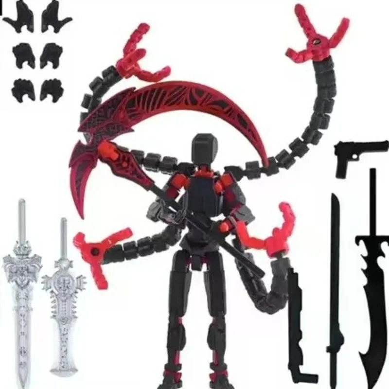 Robot Action Figure with Long Tentacles Accessory Movable Joints 3D Printed Robot Model Toy Articulated Dummy Figurine