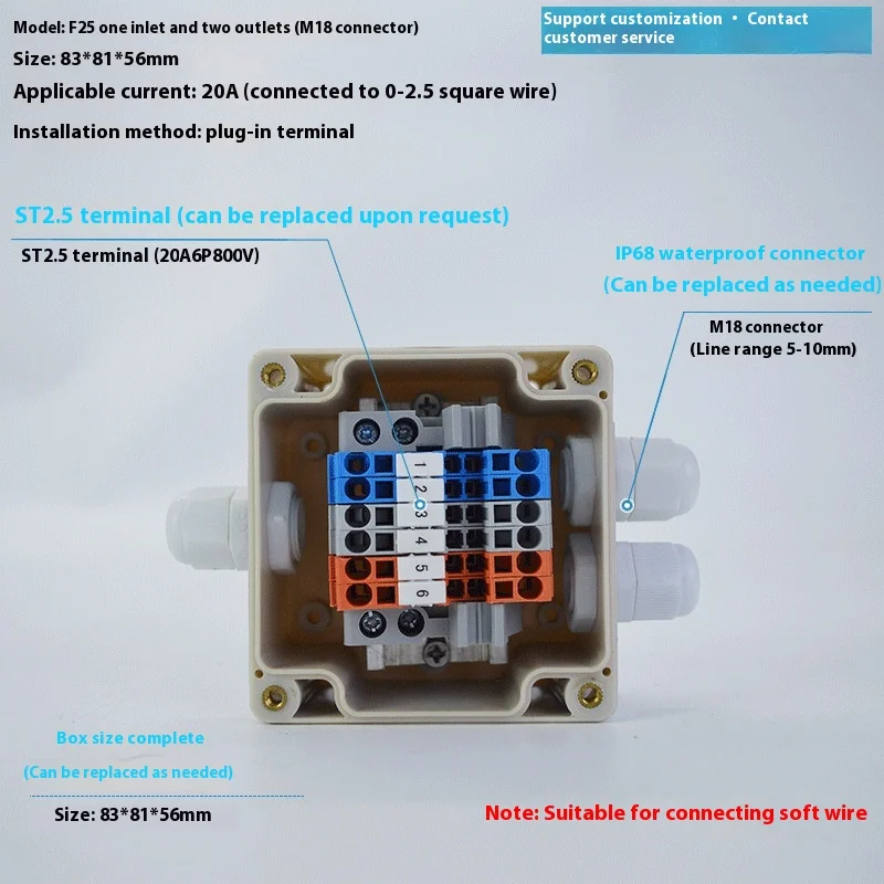 ST Spring Junction Box TB Plug-in Terminal Set Outdoor Wasserdichte Junction Box Box Terminal Kunststoff Junction Box
