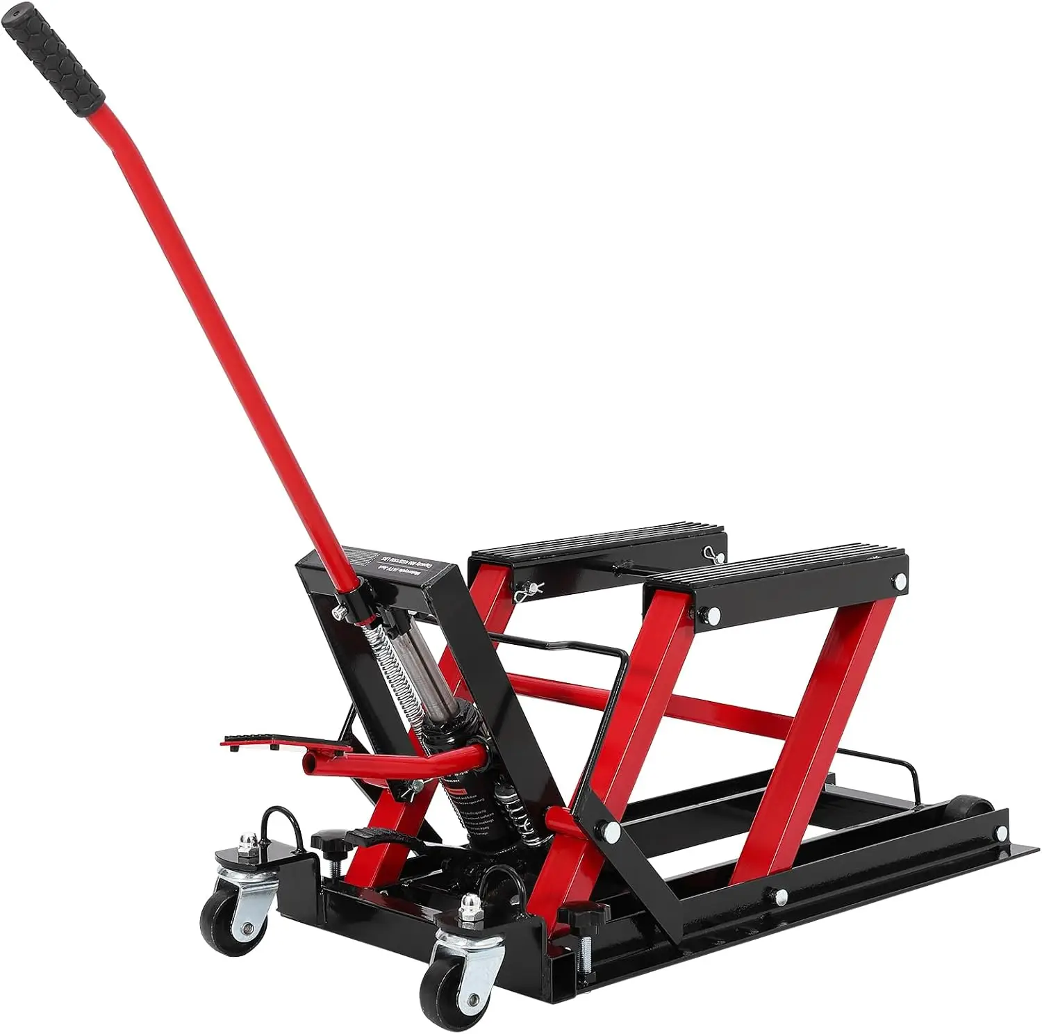 

1500 LBS Hydraulic Motorcycle Lift Jack - Portable ATV Scissor Lift Jack with 4 Wheels, Foot-Operated Hoist Stand for Motorcycle