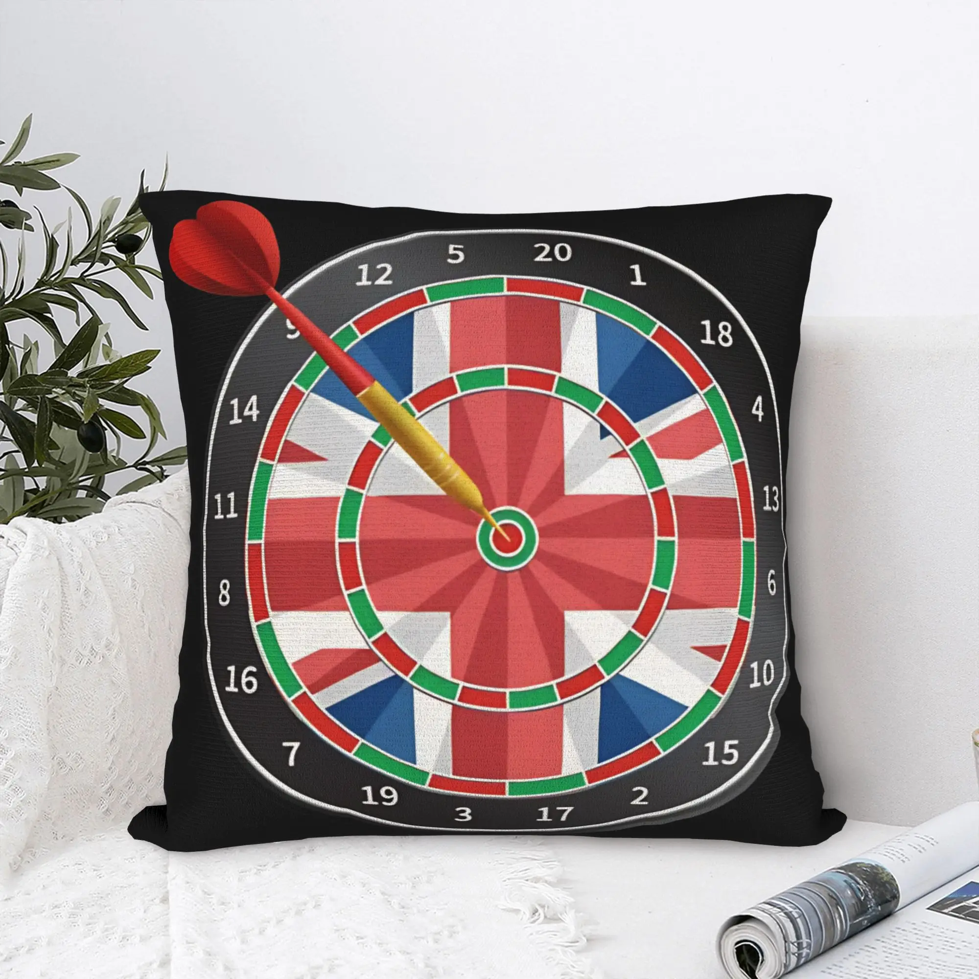 Pillow Cover British Flag UK Dartboard Darts Player  Kawaii Pillow Case For Living Room Bed Chair Pillowcases