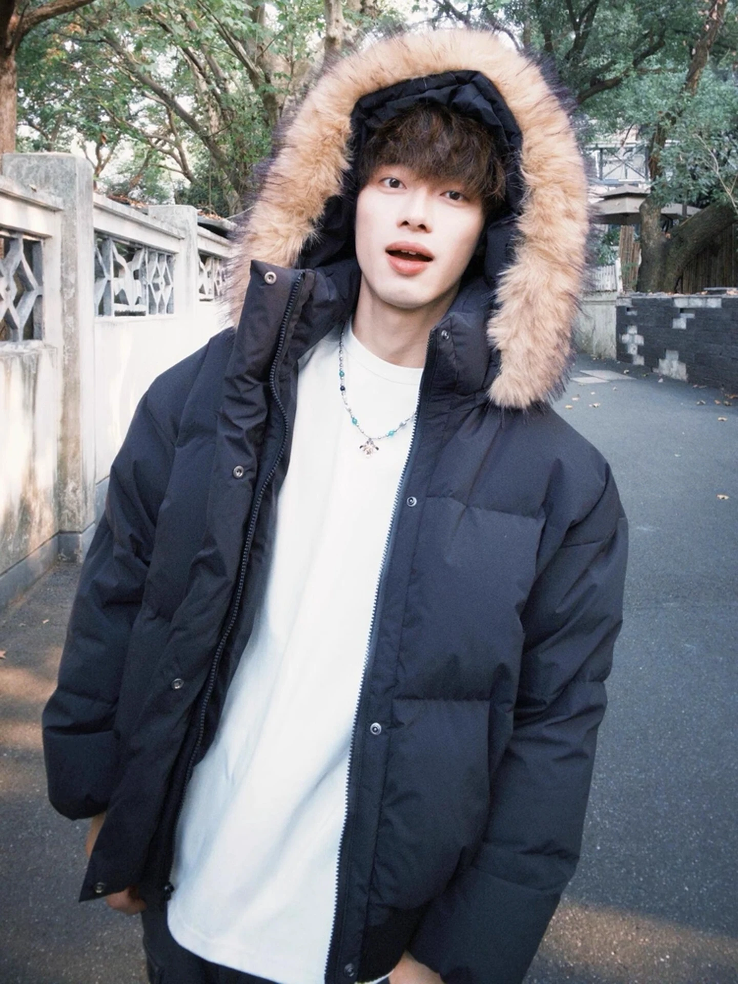 Bla PU جلد ort Jaet مقنعين مبطن بالقطن للرجال شتاء عالي الجودة معطف دافئ للشباب Faion Stand Fit Zippe... #5