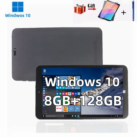 8GB RAM 128GB ROM Windows 10 태블릿 8인치 64비트 Intel x5-Z8300 쿼드 코어 초박형 Bluetooth WiFi(강화 필름 포함) 무료 선물