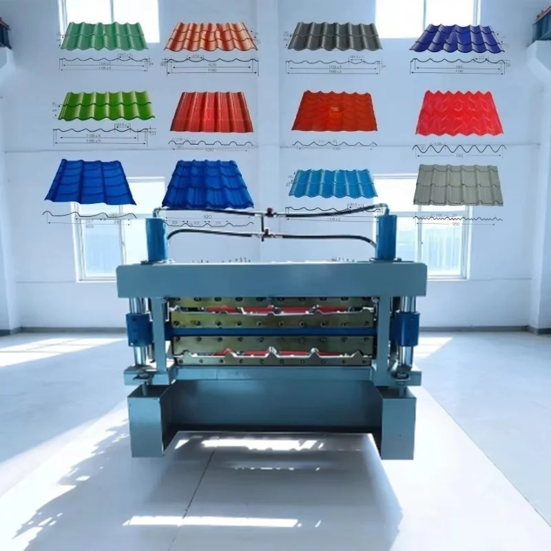Auto Control 380V Roofing Sheet Tile Making Glazed Metal Roof Wall Panel Roll Forming Machine Gear Motor Pump For Color Steel