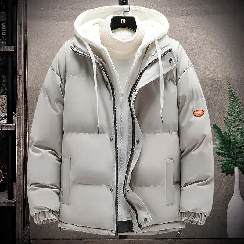 Winter Jacket Men Thick Warm Parkas Man Hooded Puffer Jackets Fake Two Cotton-padded Coats Clothing Fashion Casual Outwear Top