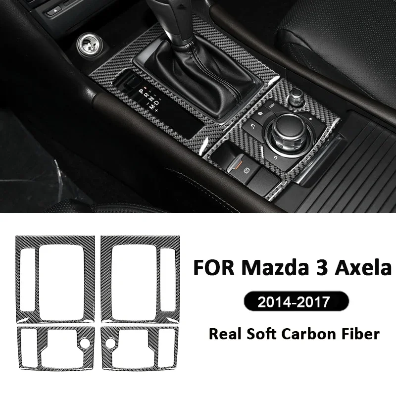 

Carbon Fiber Car Center Console Type-C Gear Shifter Panel Trim Frame Decoration Sticker For Mazda 3 Axela 2014-2017 Accessories