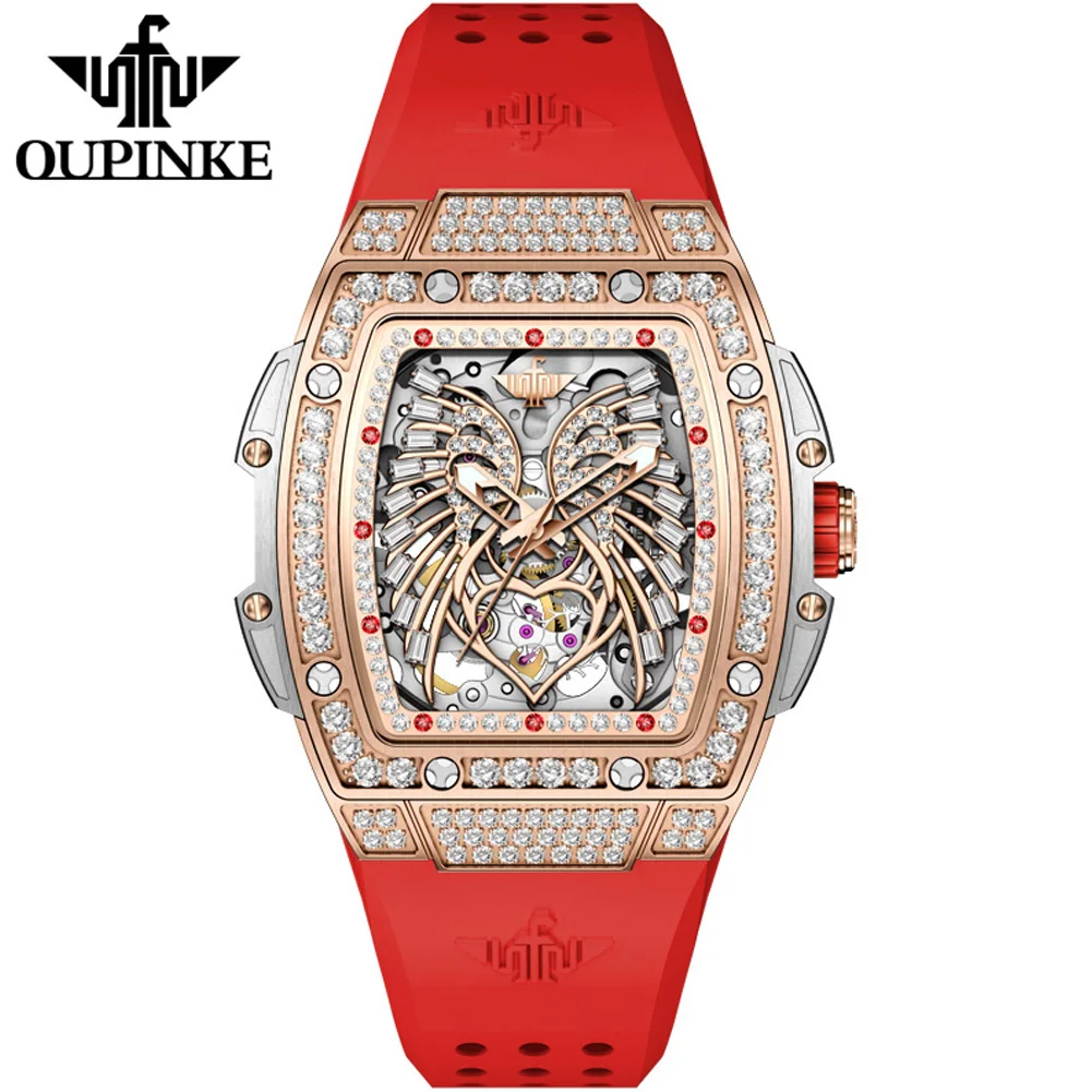 OUPINKE 3225 Skeleton Women's Watch Sparkling Dials Sapphire Mirror Deep Waterproof Imported Automatic Movement Women Watches