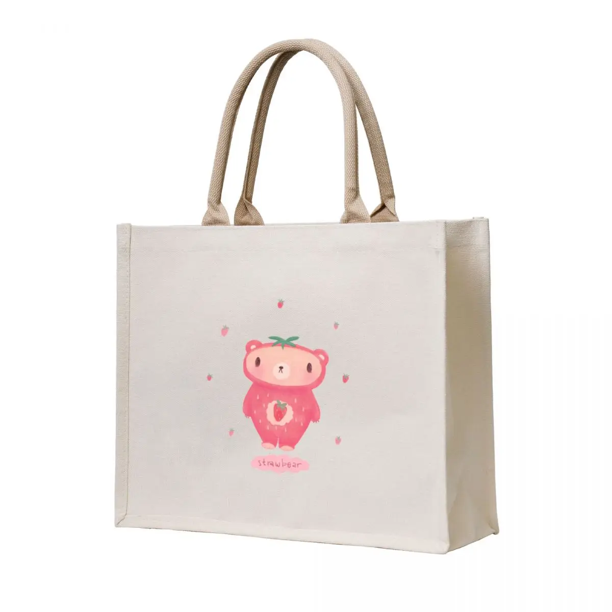 

Strawbear Strawberry Bear Tote Bag eco pack tote bag men Women's beach bags