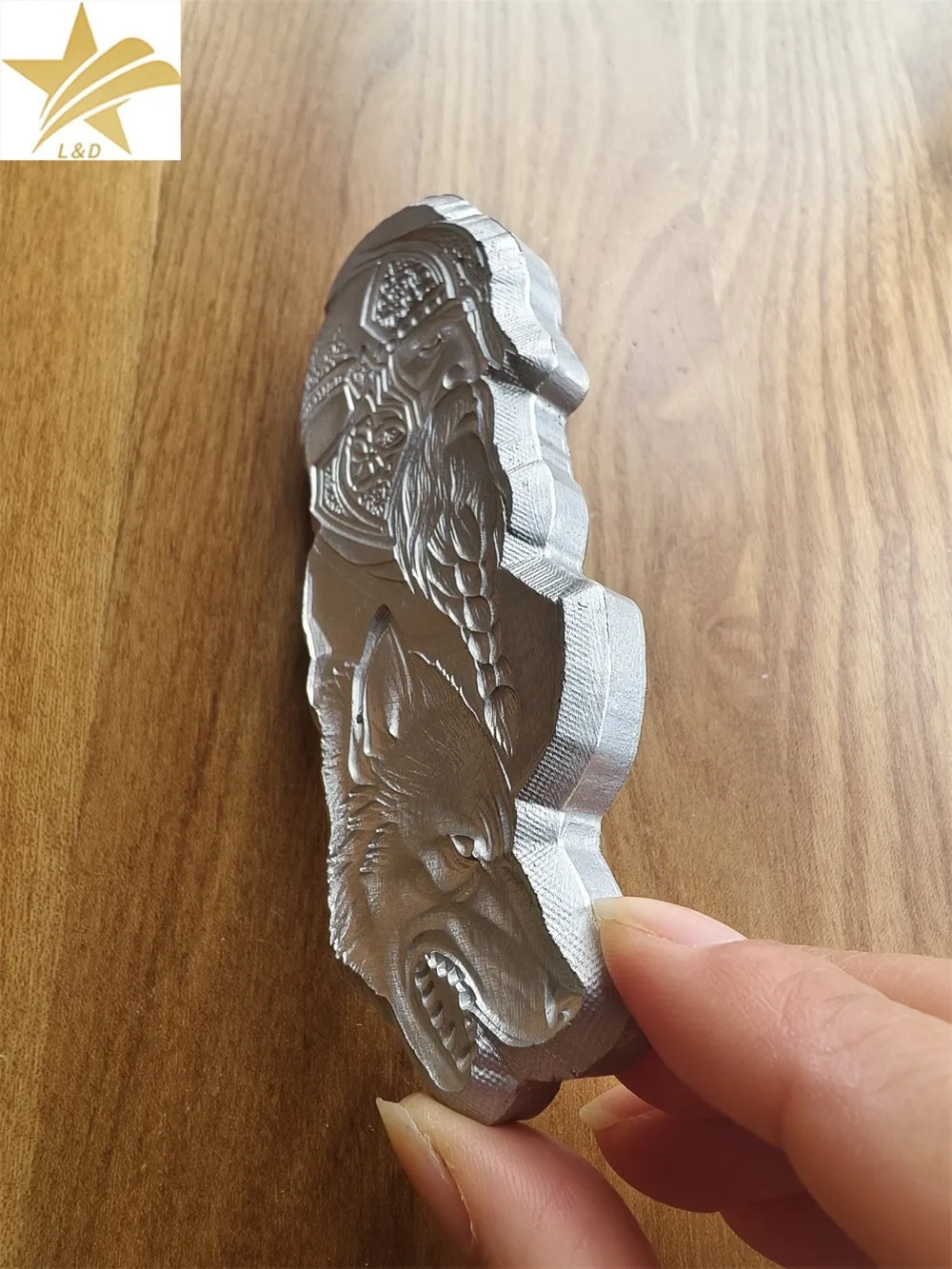 Viking Warrior and Wolf 3D Embossing Mold Metal Stamps Logo Leathercraft Shaping Molds Carving Stamper