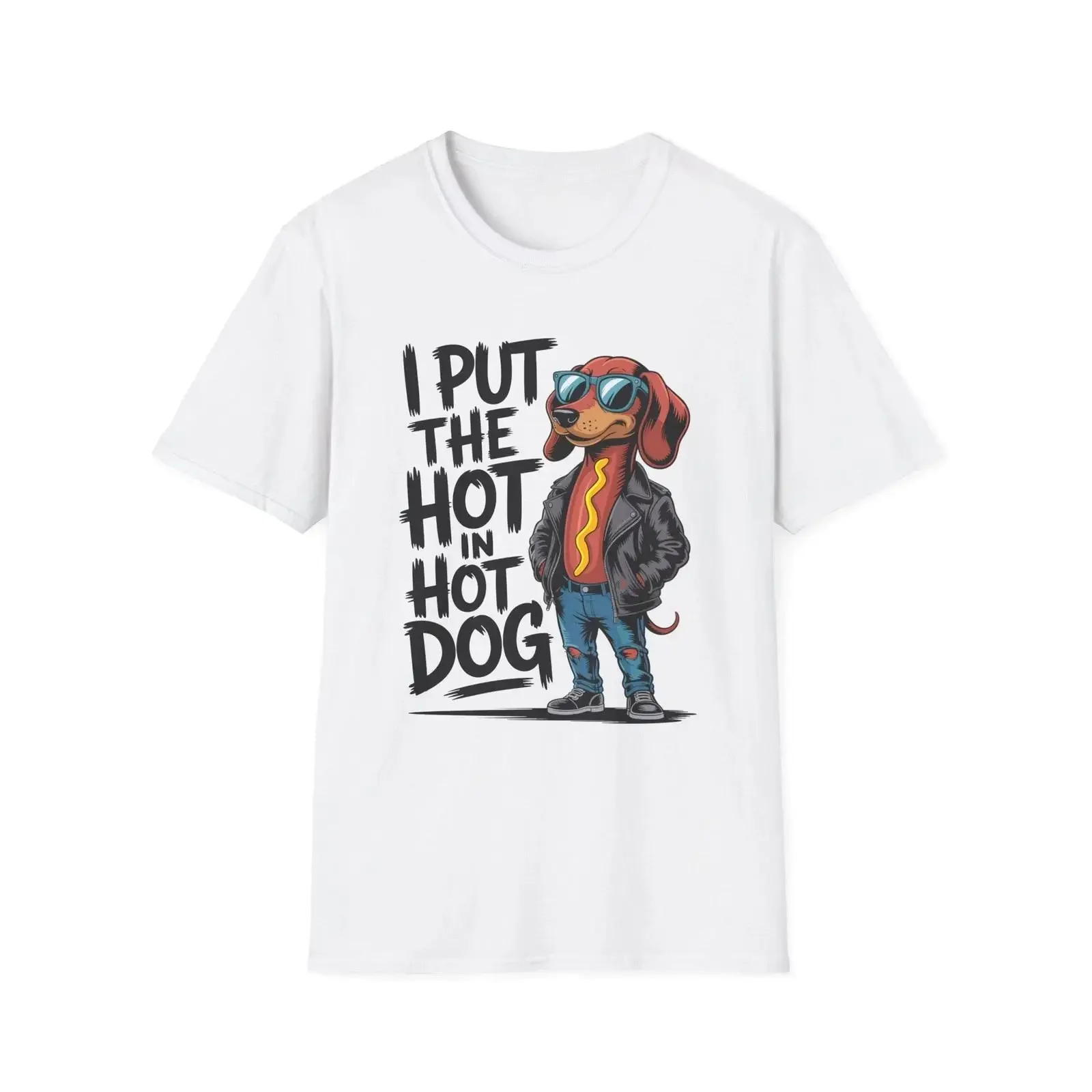 I Put the Hot in Dog Dachshund T Shirt Funny vintage Washed Top For Everyday Wear Soft Slightly Casual Versatile Stylish homme