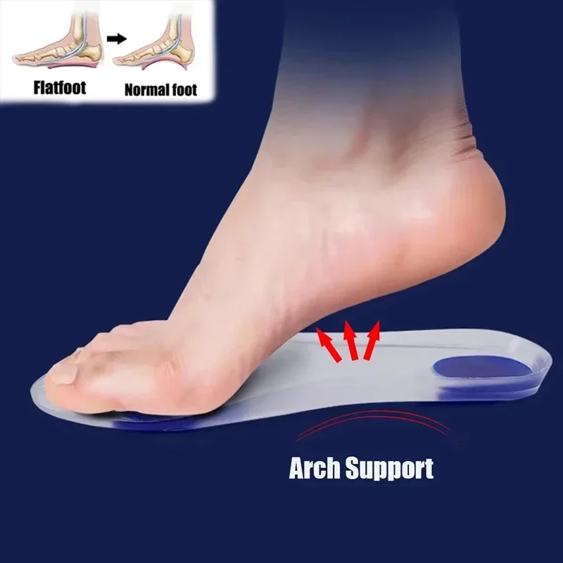 Semelle intérieure de Correction de pied plat en silicone, Support de voûte plantaire souple, semelles orthopédiques, Absorption des chocs, soulagement de la fasciite plantaire, coussinet de chaussure