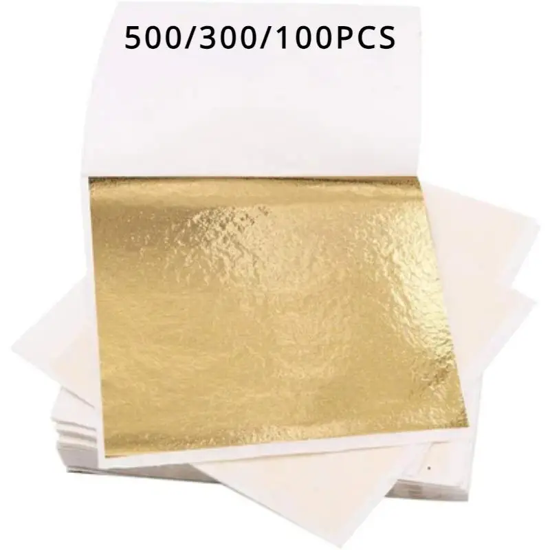 500/300/100 Pieces K Pure Authentic Gold Foil Piece Gold Used for Art Crafts Design Gilded Frame Scrap