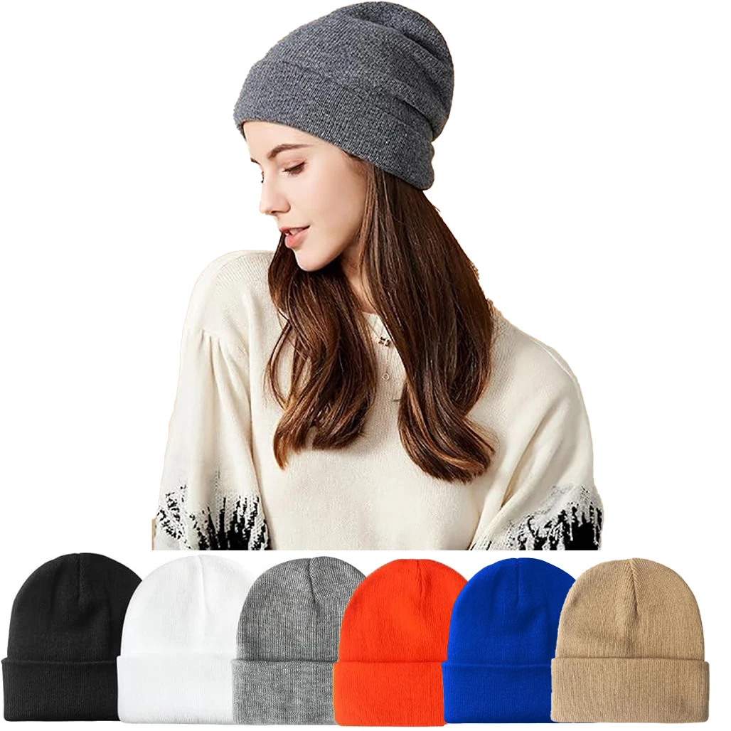 

1 Piece Winter Unisex New Beanies Knitted Solid Cute Hats Lady Autumn Female Beanie Caps Warmer Bonnet Men Casual Cap