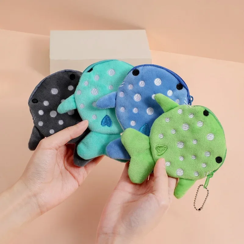 

Cartoon Shark Coin Purse Multicolor Cute Plush Wallet Card Key Earphone Coin Purse Data Cables Lipsticks Earphone Storage Bag