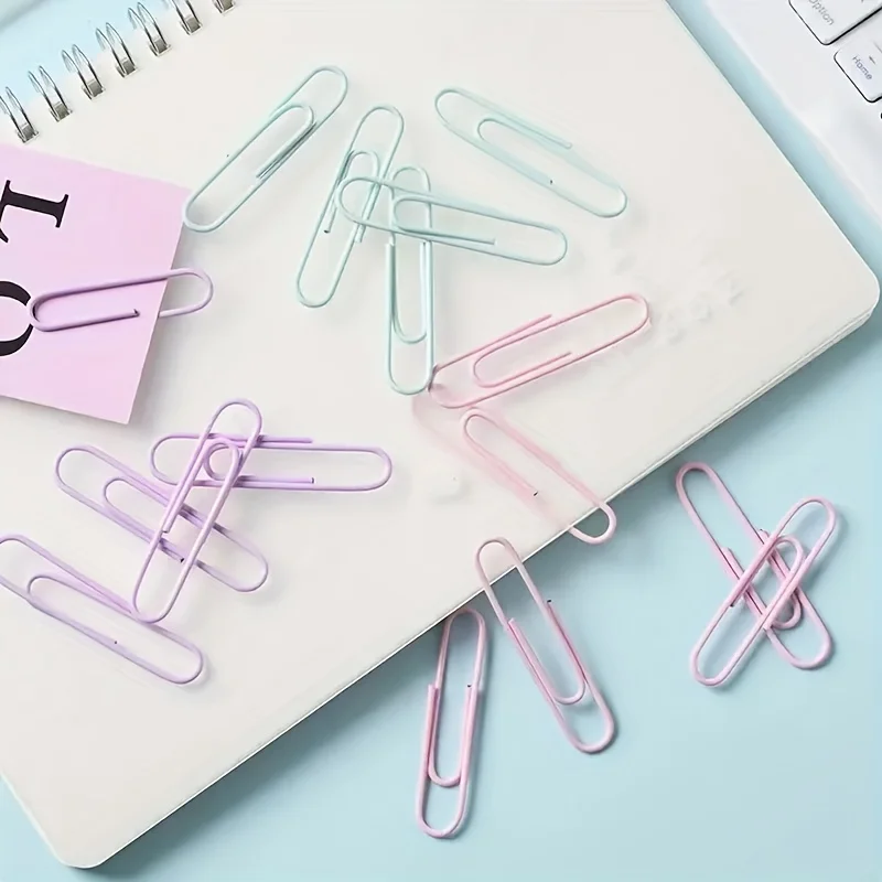 20 macaron colored paper clip boxes with paper clips