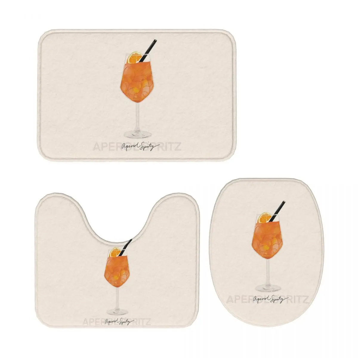 

Aperol Spritz Prin, 3-х предметный коврик для ванной, набор для ванной комнаты, крышка для унитаза, домашний декор, нескользящий ковер, напольный коврик