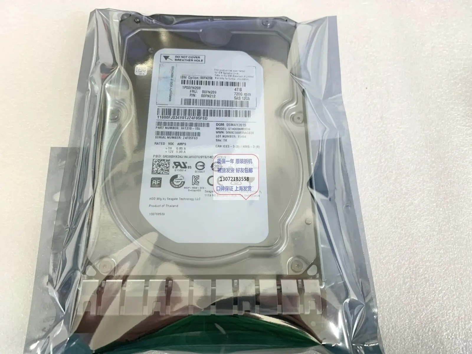 

00FN209 00FN208 00FN212 Жесткий диск 4 ТБ SAS 12G 3,5 дюйма Б/у