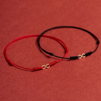 Hand Braided Red Rope Bracelet Alloy Hand Rope Couple Bracelet Simple Buckle Ethnic Original Female Accessory