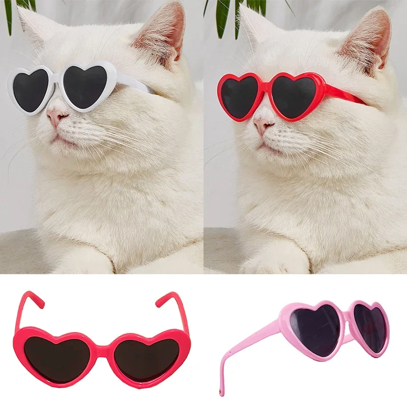 Pet Glasses Pet Photos Props Accessories Headwear Pet Toy Funny Personality Lovely Creative Cute Heart-shaped Cat Sunglasses