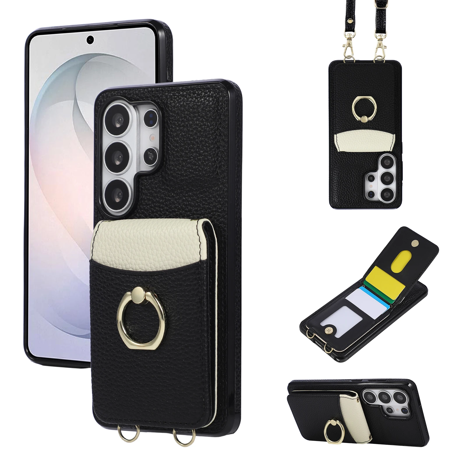 Crossbody Brieftasche Kartenhalter Handyhülle für Samsung Galaxy S26 Ultra S25 FE S24 S23 S22 S21 S20 Plus Ringständer Lederhülle